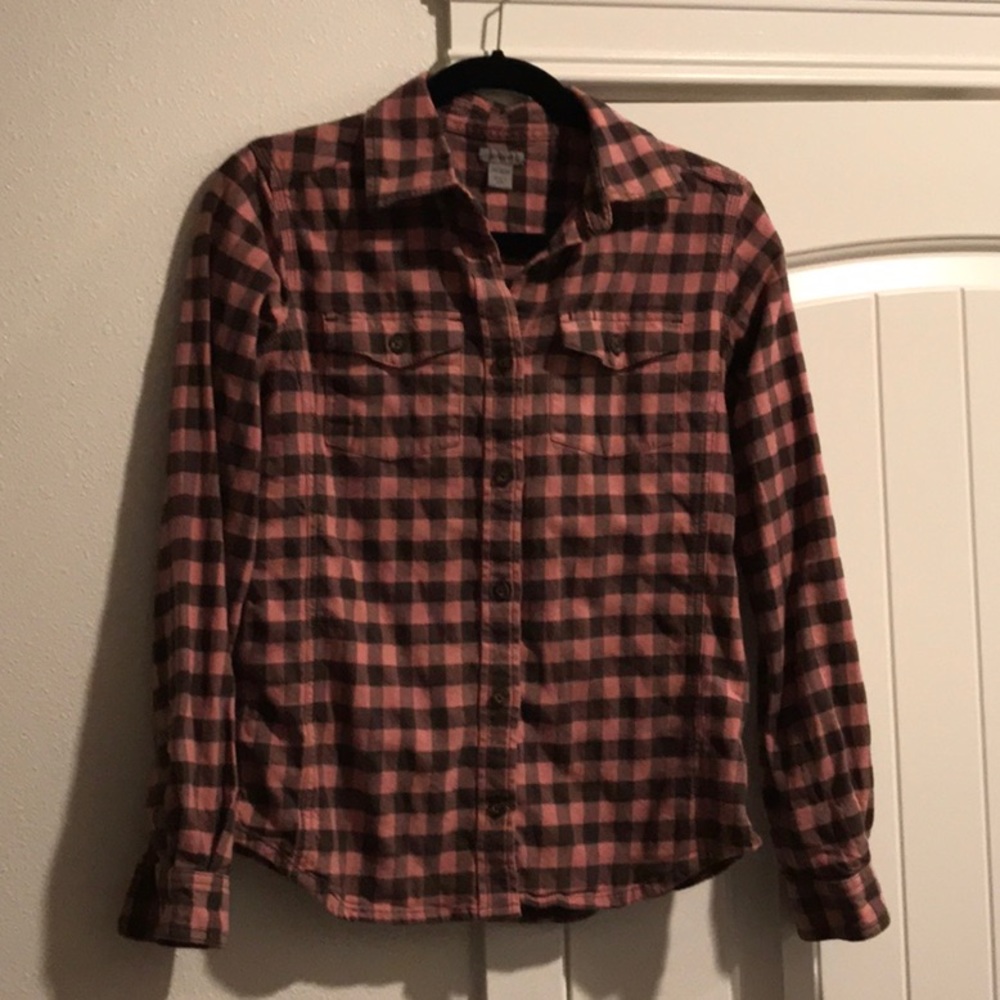 Flannel button down long sleeve top